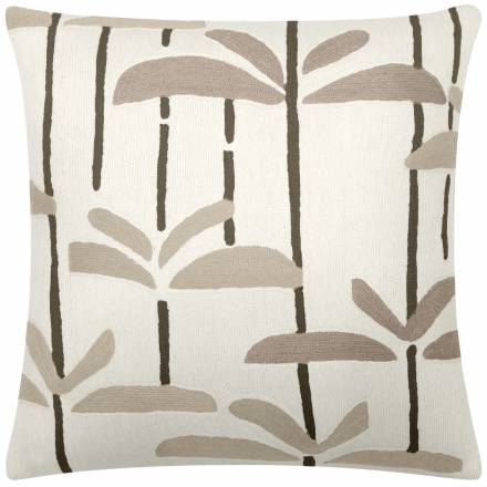 Judy Ross Textiles Hand-Embroidered Chain Stitch Dragonfly Throw Pillow cream/oyster/smoke/iron